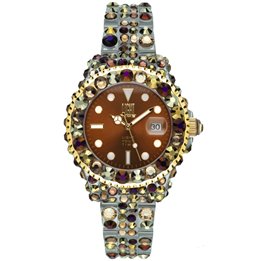 LIGHT TIME Mod. MEDITERRANEO - Full Strass / Brown - WW.L603Z - Teknashop Ltd