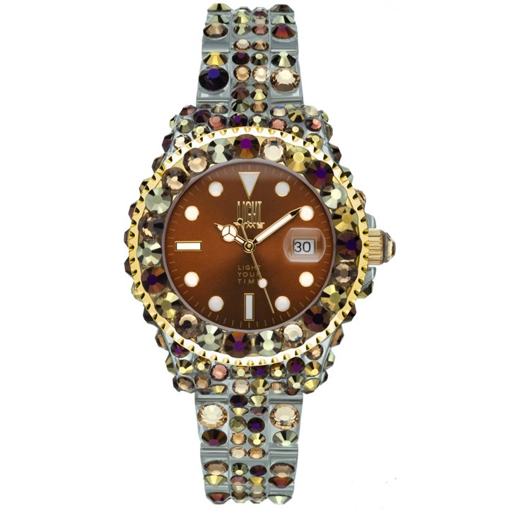 LIGHT TIME Mod. MEDITERRANEO - Full Strass / Brown - WW.L603Z - Teknashop Ltd