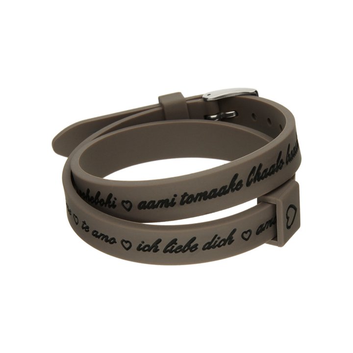 Il MEZZOMETRO Mod. I LOVE YOU SILVER BUCKLE EDITION - GREY - Bracciale in silicone/silicone bracelet - WW.BM1703 - Teknashop Ltd