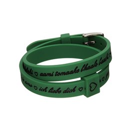 Il MEZZOMETRO Mod. I LOVE YOU SILVER BUCKLE EDITION - GREEN - Bracciale in silicone/silicone bracelet - WW.BM1704 - Teknashop Lt