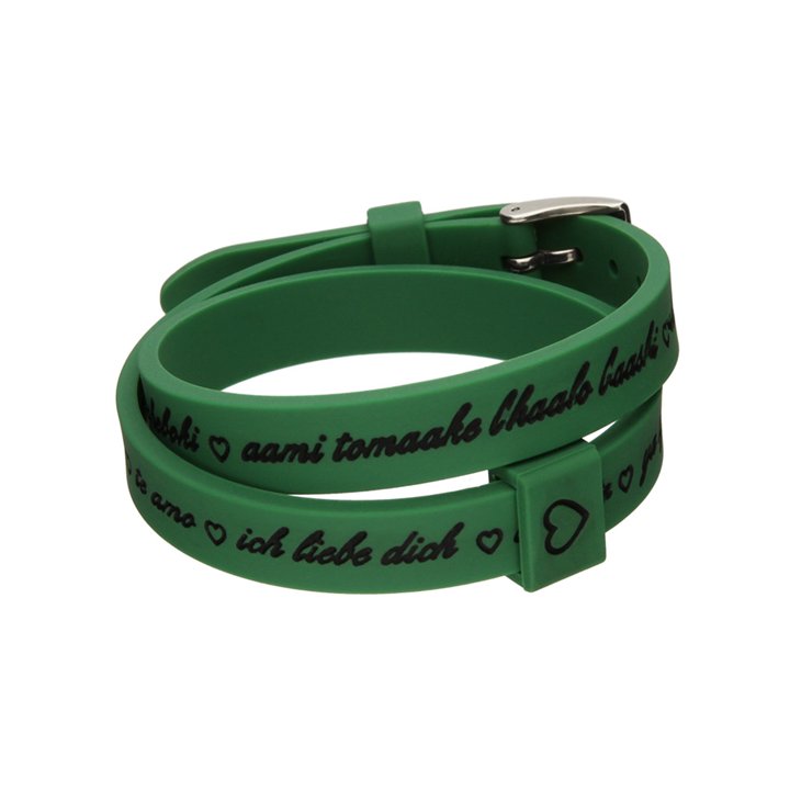 Il MEZZOMETRO Mod. I LOVE YOU SILVER BUCKLE EDITION - GREEN - Bracciale in silicone/silicone bracelet - WW.BM1704 - Teknashop Lt