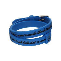 Il MEZZOMETRO Mod. I LOVE YOU SILVER BUCKLE EDITION - BLUE - Bracciale in silicone/silicone bracelet - WW.BM1705 - Teknashop Ltd