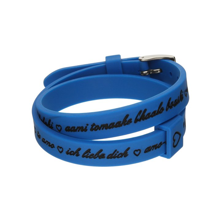 Il MEZZOMETRO Mod. I LOVE YOU SILVER BUCKLE EDITION - BLUE - Bracciale in silicone/silicone bracelet - WW.BM1705 - Teknashop Ltd