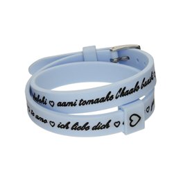 Il MEZZOMETRO Mod. I LOVE YOU SILVER BUCKLE EDITION - LIGHT BLUE - Bracciale in silicone/silicone bracelet - WW.BM1706 - Teknash