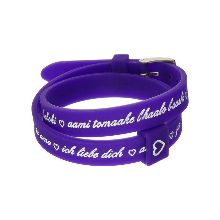 Il MEZZOMETRO Mod. I LOVE YOU SILVER BUCKLE EDITION - PURPLE - Bracciale in silicone/silicone bracelet - WW.BM1707 - Teknashop L