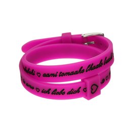 Il MEZZOMETRO Mod. I LOVE YOU SILVER BUCKLE EDITION - FUCHSIA - Bracciale in silicone/silicone bracelet - WW.BM1708 - Teknashop 