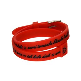 Il MEZZOMETRO Mod. I LOVE YOU SILVER BUCKLE EDITION - RED - Bracciale in silicone/silicone bracelet - WW.BM1709 - Teknashop Ltd