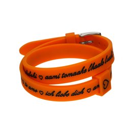 Il MEZZOMETRO Mod. I LOVE YOU SILVER BUCKLE EDITION - ORANGE - Bracciale in silicone/silicone bracelet - WW.BM1710 - Teknashop L