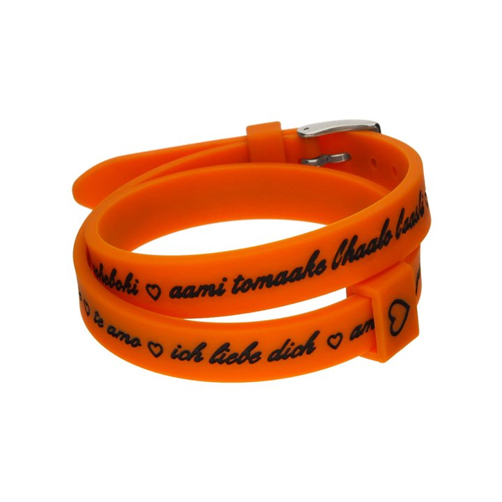 Il MEZZOMETRO Mod. I LOVE YOU SILVER BUCKLE EDITION - ORANGE - Bracciale in silicone/silicone bracelet - WW.BM1710 - Teknashop L