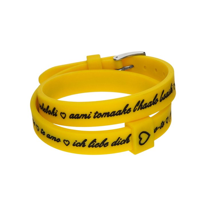 Il MEZZOMETRO Mod. I LOVE YOU SILVER BUCKLE EDITION - YELLOW - Bracciale in silicone/silicone bracelet - WW.BM1711 - Teknashop L