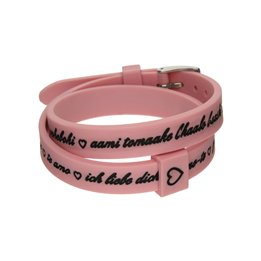 Il MEZZOMETRO Mod. I LOVE YOU SILVER BUCKLE EDITION - PINK - Bracciale in silicone/silicone bracelet - WW.BM1712 - Teknashop Ltd