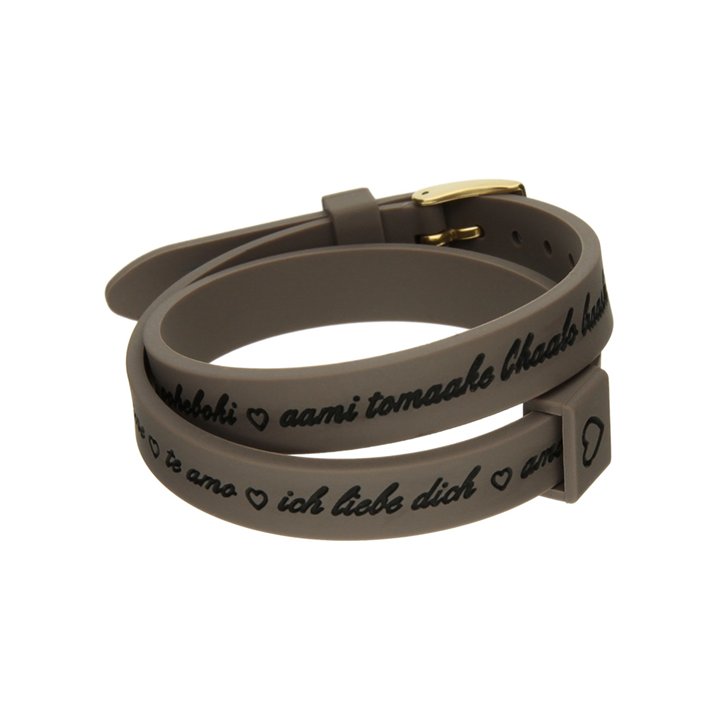 Il MEZZOMETRO Mod. I LOVE YOU GOLD BUCKLE EDITION - GREY - Bracciale in silicone/silicone bracelet - WW.BMG1703 - Teknashop Ltd