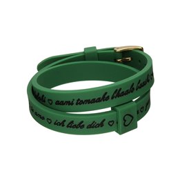 Il MEZZOMETRO Mod. I LOVE YOU GOLD BUCKLE EDITION - GREEN - Bracciale in silicone/silicone bracelet - WW.BMG1704 - Teknashop Ltd