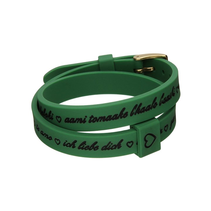 Il MEZZOMETRO Mod. I LOVE YOU GOLD BUCKLE EDITION - GREEN - Bracciale in silicone/silicone bracelet - WW.BMG1704 - Teknashop Ltd