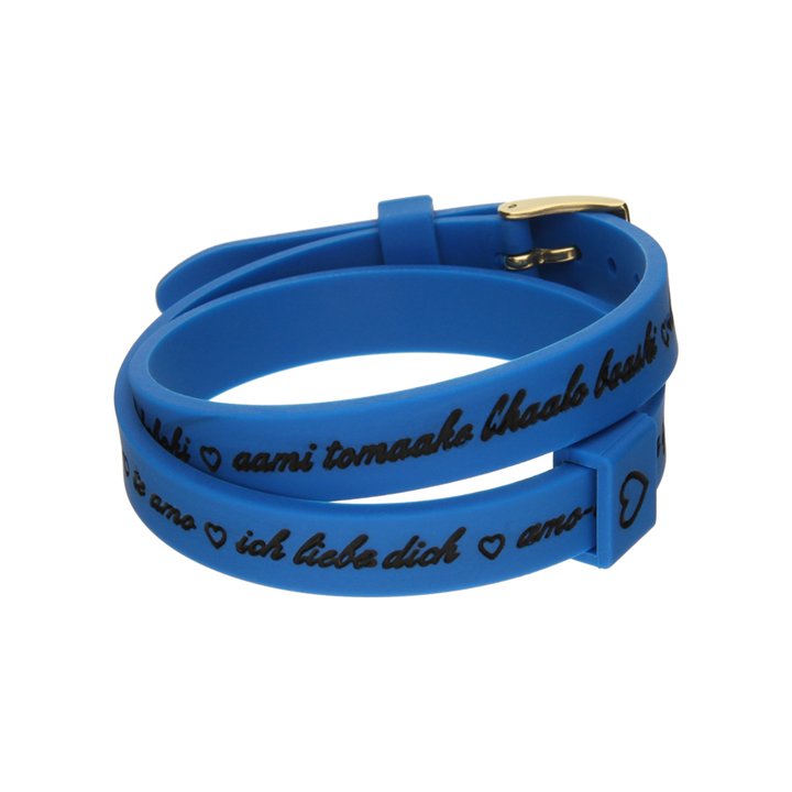 Il MEZZOMETRO Mod. I LOVE YOU GOLD BUCKLE EDITION - BLUE - Bracciale in silicone/silicone bracelet - WW.BMG1705 - Teknashop Ltd