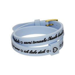 Il MEZZOMETRO Mod. I LOVE YOU GOLD BUCKLE EDITION - LIGHT BLUE - Bracciale in silicone/silicone bracelet - WW.BMG1706 - Teknasho