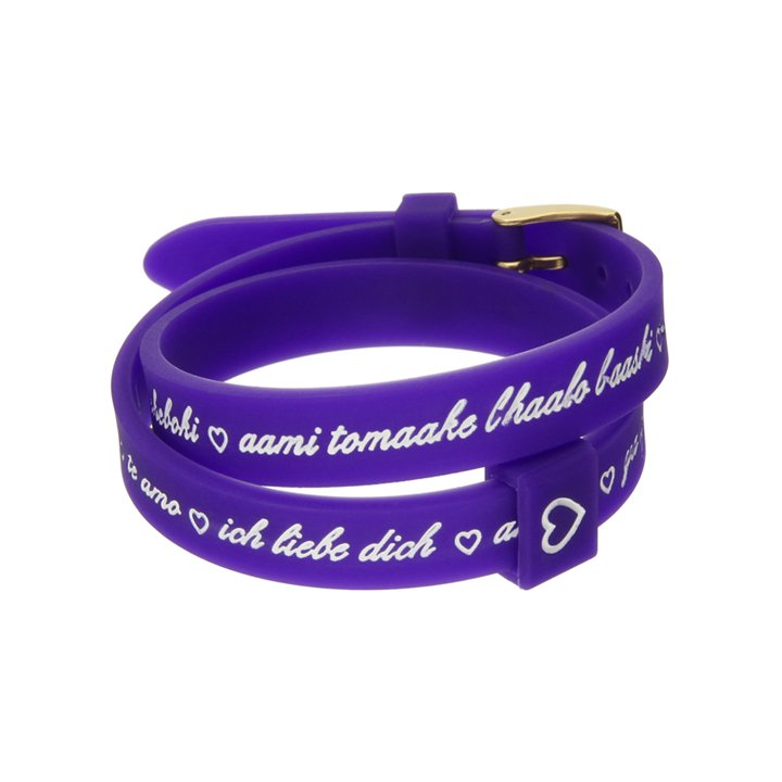 Il MEZZOMETRO Mod. I LOVE YOU GOLD BUCKLE EDITION - PURPLE - Bracciale in silicone/silicone bracelet - WW.BMG1707 - Teknashop Lt