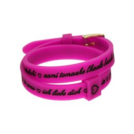 Il MEZZOMETRO Mod. I LOVE YOU GOLD BUCKLE EDITION - FUCHSIA - Bracciale in silicone/silicone bracelet - WW.BMG1708 - Teknashop L