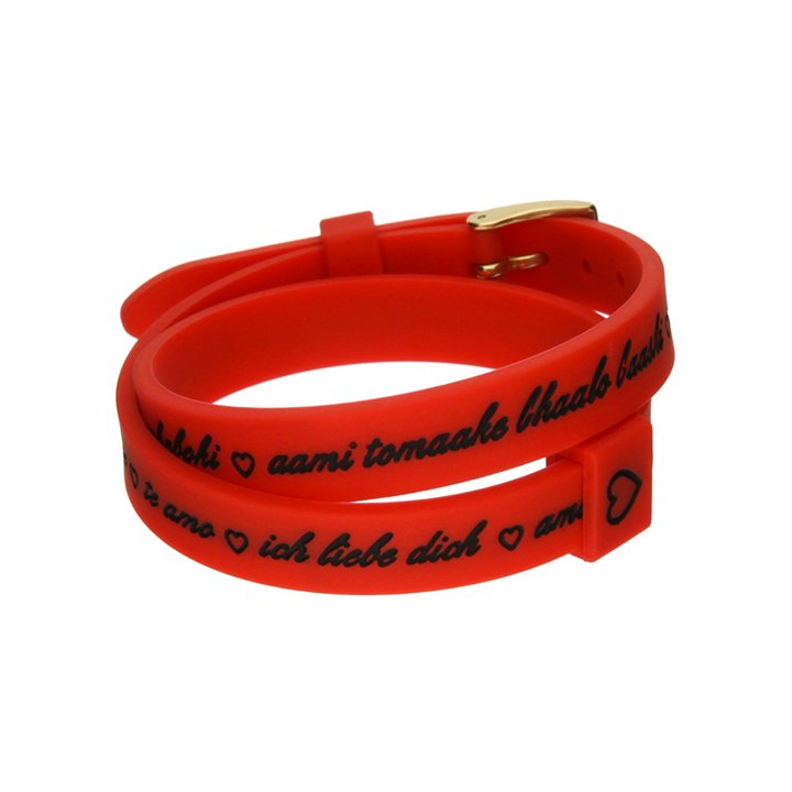 Il MEZZOMETRO Mod. I LOVE YOU GOLD BUCKLE EDITION - RED - Bracciale in silicone/silicone bracelet - WW.BMG1709 - Teknashop Ltd