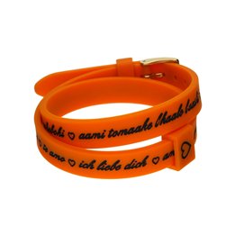 Il MEZZOMETRO Mod. I LOVE YOU GOLD BUCKLE EDITION - ORANGE - Bracciale in silicone/silicone bracelet - WW.BMG1710 - Teknashop Lt