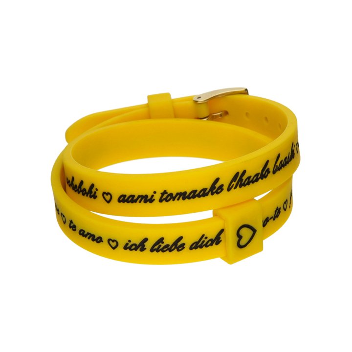 Il MEZZOMETRO Mod. I LOVE YOU GOLD BUCKLE EDITION - YELLOW - Bracciale in silicone/silicone bracelet - WW.BMG1711 - Teknashop Lt