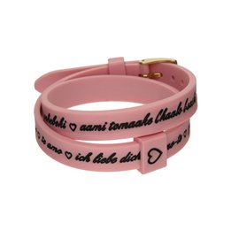 Il MEZZOMETRO Mod. I LOVE YOU GOLD BUCKLE EDITION - PINK - Bracciale in silicone/silicone bracelet - WW.BMG1712 - Teknashop Ltd