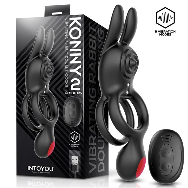 Konny Vibrating Rabbit Double Cockring with Remote - U-104 - Teknashop Ltd