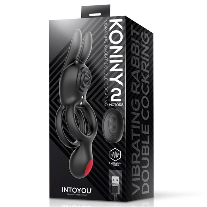 Konny Vibrating Rabbit Double Cockring with Remote - U-104 - Teknashop Ltd