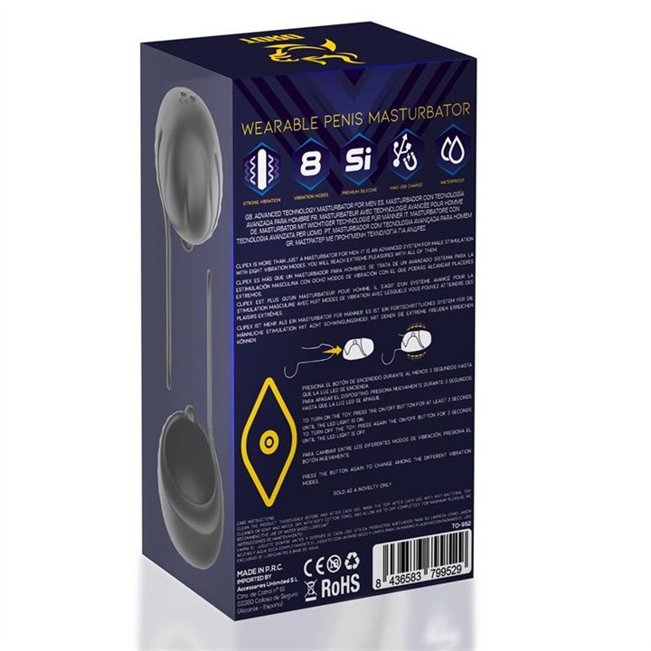 Clipex Adjustable Male Masturbator with Clip System Premium Silicone Magnetic USB - TO-952 - Teknashop Ltd