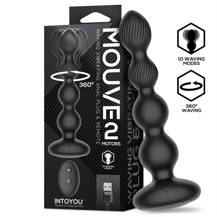 Mouve Butt Plug with Waving and Vibratiion with Remote Control 2 Motors - U-264 - Teknashop Ltd
