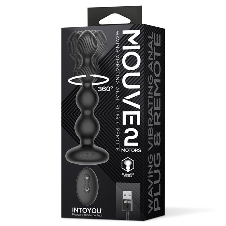 Mouve Butt Plug with Waving and Vibratiion with Remote Control 2 Motors - U-264 - Teknashop Ltd