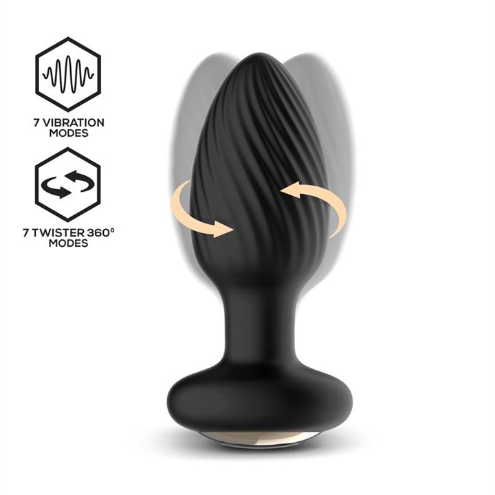 Drago Butt Plug Vibration, 360º Twister Movement and Remote Control - U-588 - Teknashop Ltd