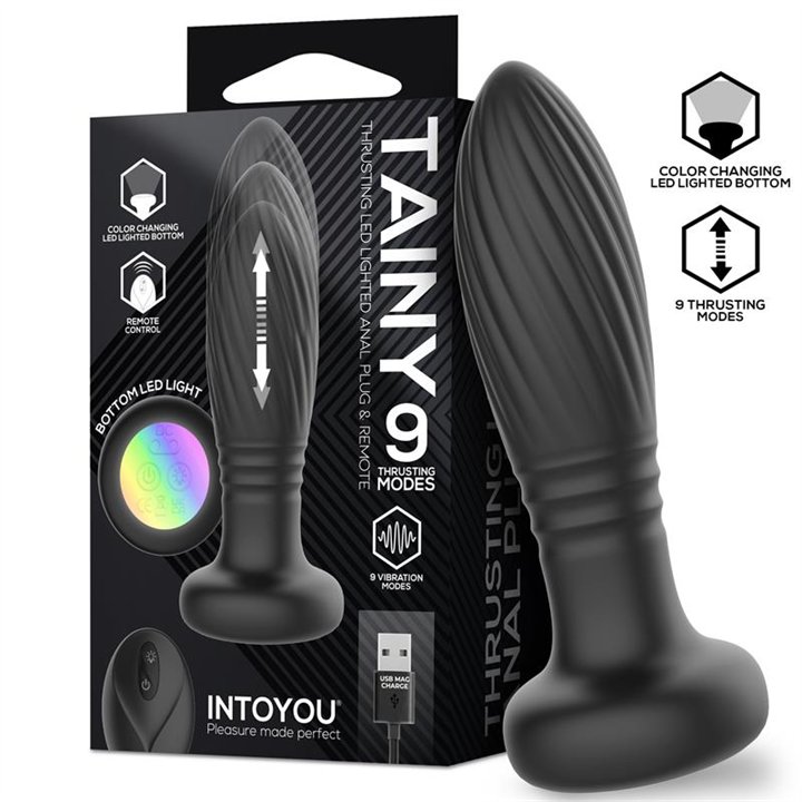 Tainy Thrusting Led Lighted Anal Plug with Remote Control - U-263 - Teknashop Ltd