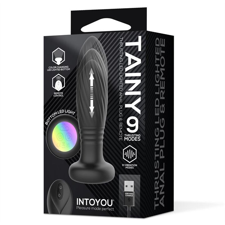 Tainy Thrusting Led Lighted Anal Plug with Remote Control - U-263 - Teknashop Ltd