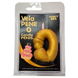 DIABLO PICANTE - PENIS CANDLE IN THE SHAPE OF THE NUMBER 0 GOLD COLOR - D-246295 - Teknashop Ltd