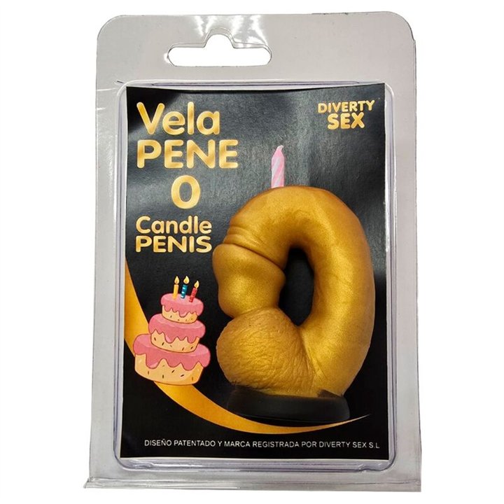 DIABLO PICANTE - PENIS CANDLE IN THE SHAPE OF THE NUMBER 0 GOLD COLOR - D-246295 - Teknashop Ltd