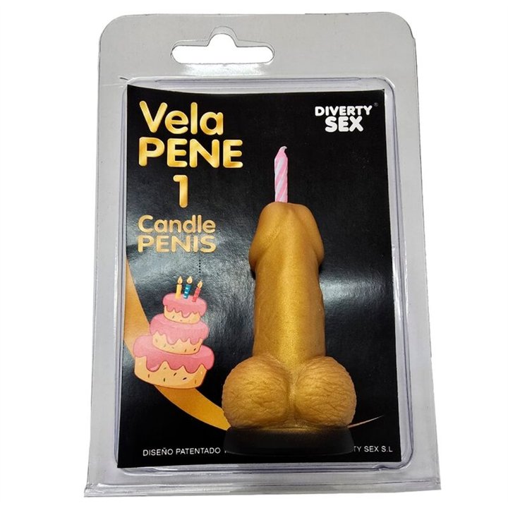 DIABLO PICANTE - PENIS CANDLE IN THE SHAPE OF THE NUMBER 1 GOLD COLOR - D-246296 - Teknashop Ltd