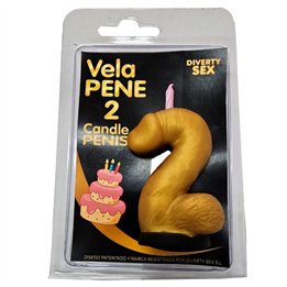 DIABLO PICANTE - PENIS CANDLE IN THE SHAPE OF THE NUMBER 2 GOLD COLOR - D-246297 - Teknashop Ltd