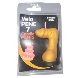 DIABLO PICANTE - PENIS CANDLE IN THE SHAPE OF THE NUMBER 7 GOLD COLOR - D-246302 - Teknashop Ltd