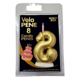 DIABLO PICANTE - PENIS CANDLE IN THE SHAPE OF THE NUMBER 8 GOLD COLOR - D-246303 - Teknashop Ltd