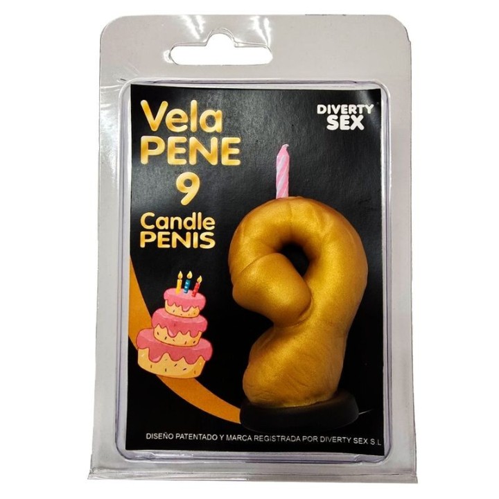 DIABLO PICANTE - PENIS CANDLE IN THE SHAPE OF THE NUMBER 0 GOLD COLOR - D-246304 - Teknashop Ltd