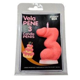 DIABLO PICANTE - PENIS CANDLE IN THE SHAPE OF THE NUMBER 3 PINK COLOR - D-246308 - Teknashop Ltd