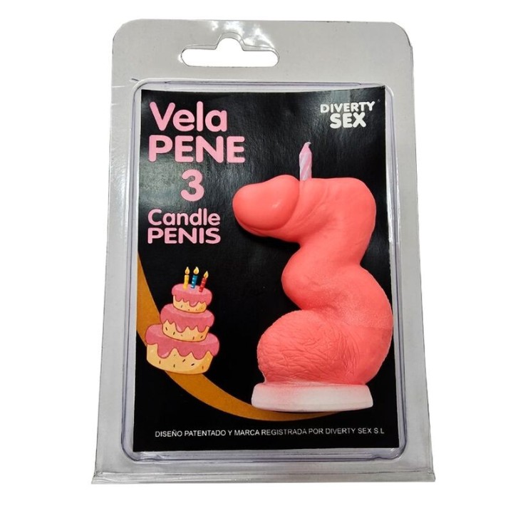 DIABLO PICANTE - PENIS CANDLE IN THE SHAPE OF THE NUMBER 3 PINK COLOR - D-246308 - Teknashop Ltd