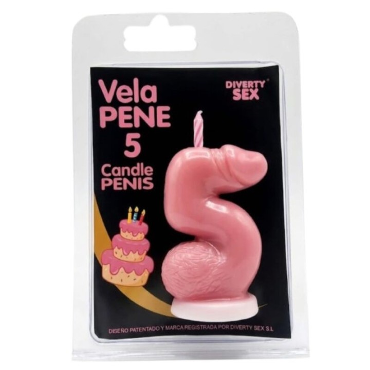 DIABLO PICANTE - PENIS CANDLE IN THE SHAPE OF THE NUMBER 5 PINK COLOR - D-246310 - Teknashop Ltd