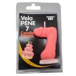 DIABLO PICANTE - PENIS CANDLE IN THE SHAPE OF THE NUMBER 7  PINK COLOR - D-246312 - Teknashop Ltd
