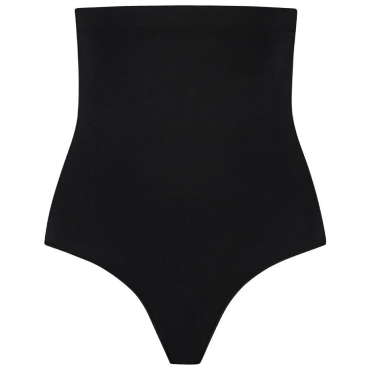 BYE-BRA - SOFT TOUCH SEAMLESS HIGH WAIST THONG BLACK SIZE L - D-245499 - Teknashop Ltd