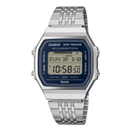 CASIO VINTAGE Mod. BLUETOOTH® SMARTPHONE LINK - STEEL - built-in accelerometer senses body movements + steps counter - BLUE - WW