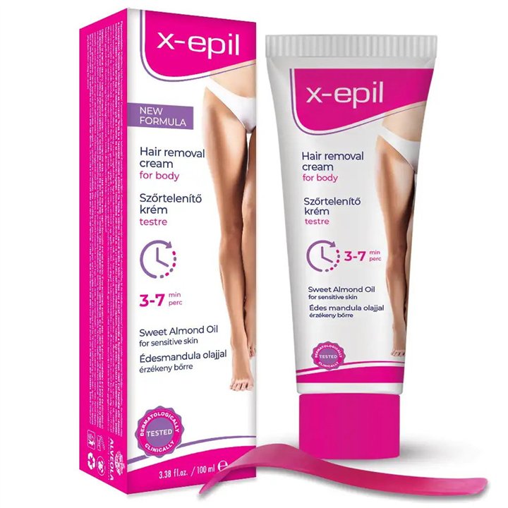 X-Epil, X-Epil, Silky Finish, Hair Removal Cream, For Sensitive Skin, 100 ml - Teknashop Ltd