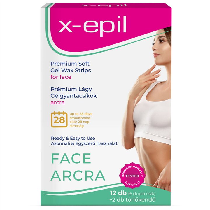 X-Epil, Premium Soft, Silky Finish, Hair Removal Wax Strips, For Face, 12 pcs - Teknashop Ltd