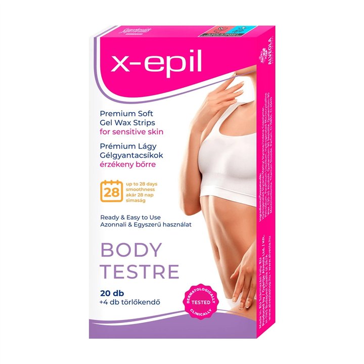 X-Epil, Premium Soft, Silky Finish, Hair Removal Wax Strips, 20 pcs - Teknashop Ltd